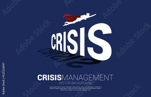 Silhouette businessman fly across Crisis. Background concept for crisis management and challenge in business