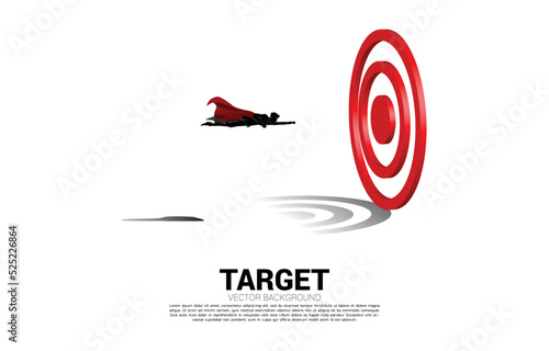 silhouette of businessman flying to target dartboard . Business Concept of targeting and customer. route to success.