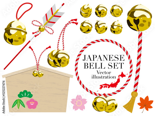 日本の鈴のイラストセット　ベクターイラストレーション