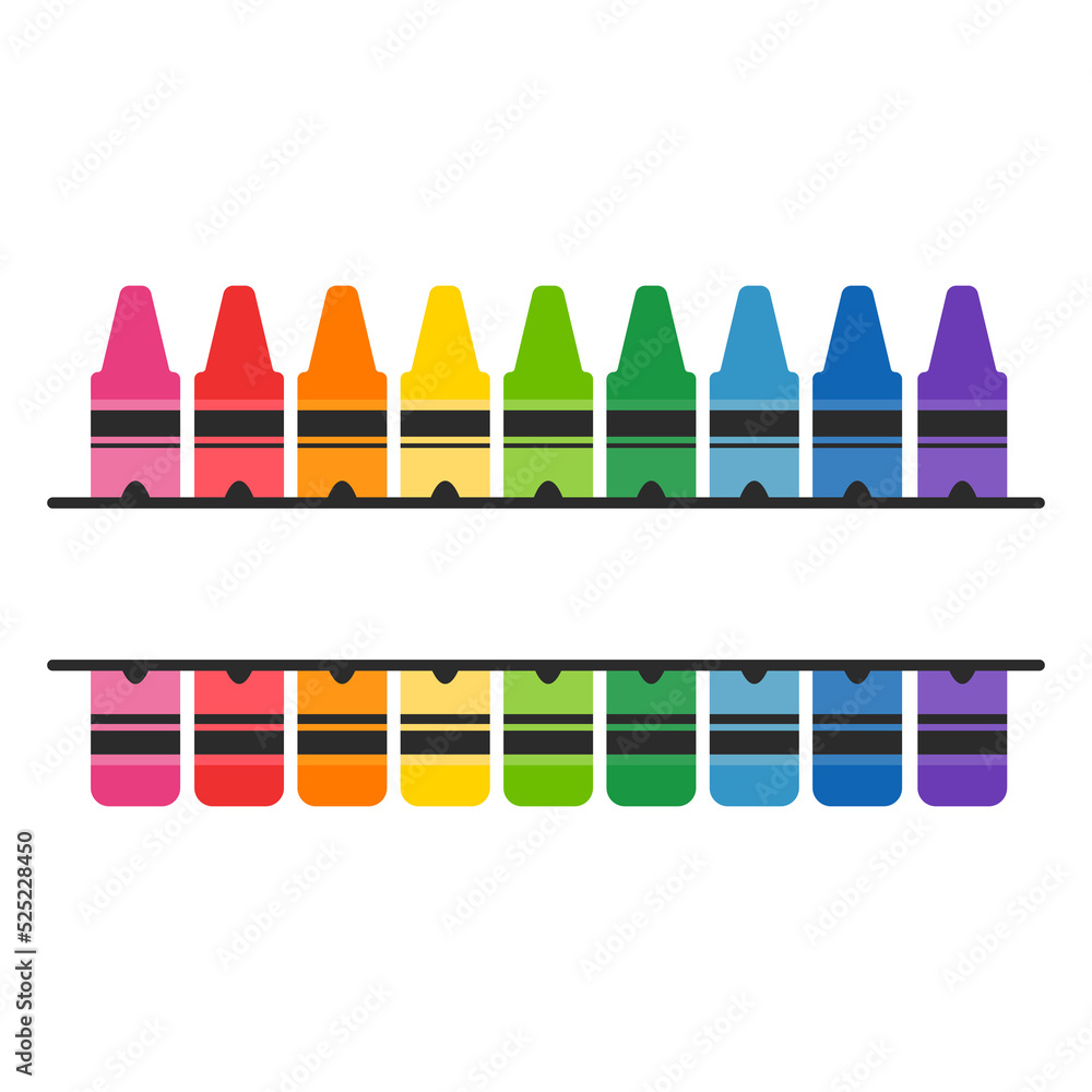 Crayon vector A variety of color crayons arranged Leave space for text.  Illustration Stock | Adobe Stock