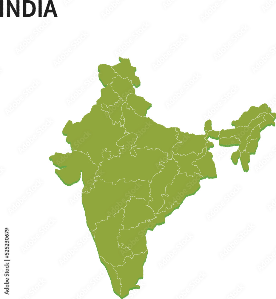 インド/INDIAの地域区分イラスト