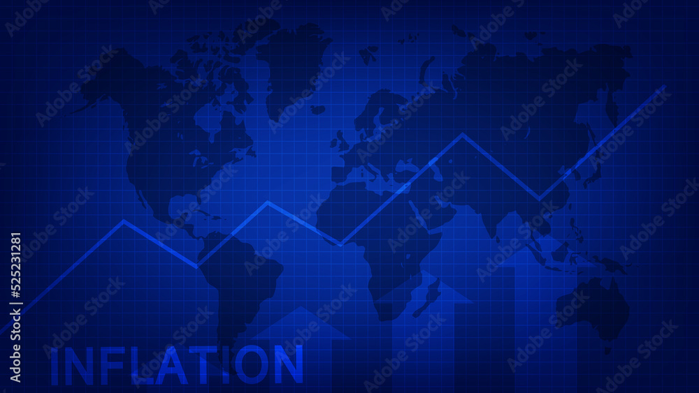 Inflation background worldwide due to pandemic. Graph showing increase in inflation Worldwide background concept Inflation background worldwide due to pandemic. Graph showing increase in inflation Worldwide background concept