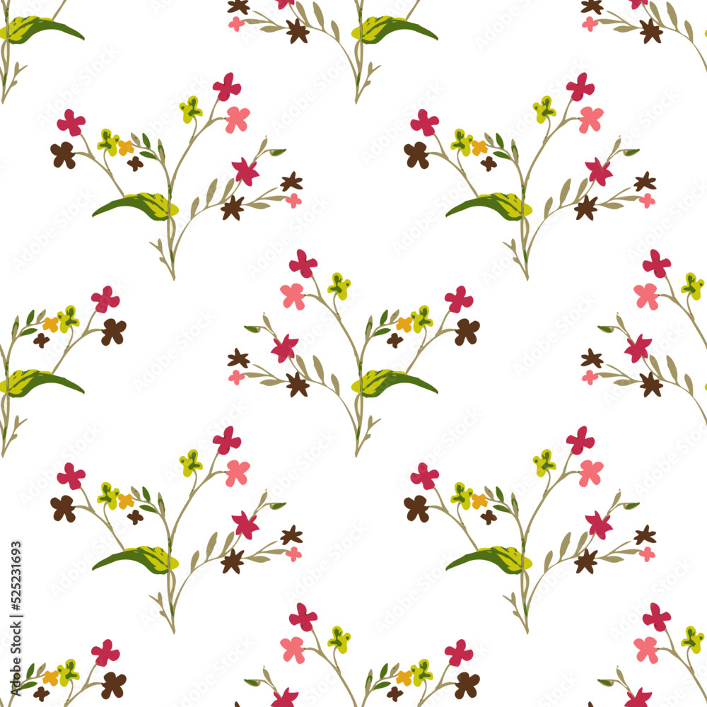 Floral Seamless vector illustration pattern background. Design for use all over textile fabric print wrapping paper and others. Vintage spring flower repeatable print design ready to print graphic