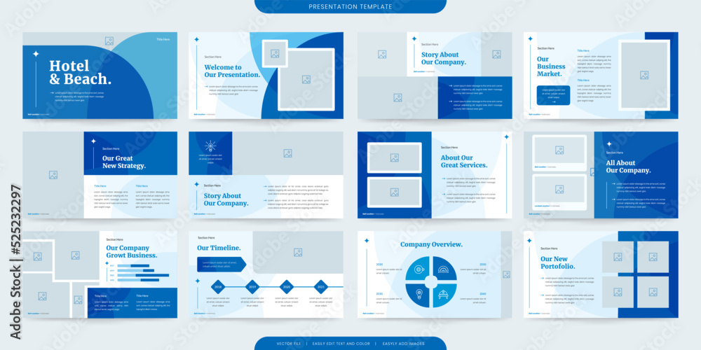 minimalist presentation templates. corporate booklet use in flyer and leaflet, marketing banner, advertising brochure, annual business report, website slider. White blue color company profile vector - obrazy, fototapety, plakaty 