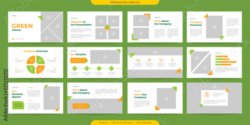 minimalist presentation templates. corporate booklet use in flyer and leaflet, marketing banner, advertising brochure, annual business report, website slider. Green yellow color company profile vector