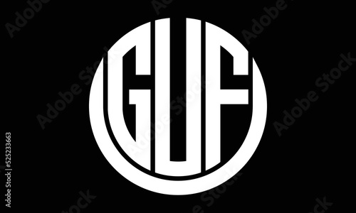 GVF shield in circle logo design vector template. letter mark, wordmark, monogram symbol on white background. photo