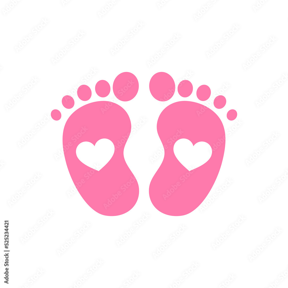Vector design of newborn baby footprints with heart shape Leave space for adding text. Vector design of newborn baby footprints with heart shape Leave space for adding text.
