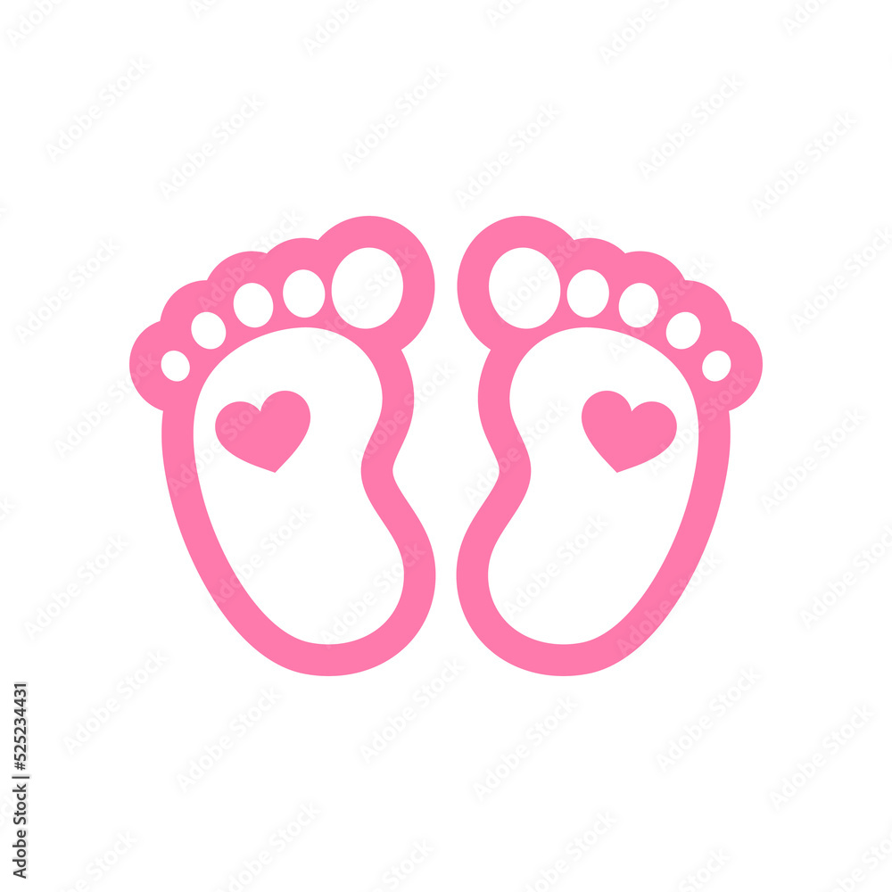 Vector design of newborn baby footprints with heart shape Leave space for adding text. Vector design of newborn baby footprints with heart shape Leave space for adding text.