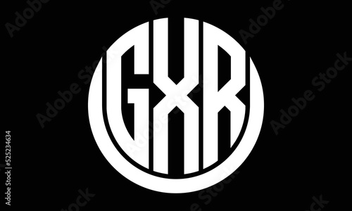 GXR shield in circle logo design vector template. letter mark, wordmark, monogram symbol on white background. photo