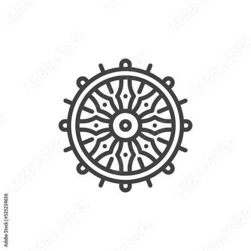 Dharma wheel line icon