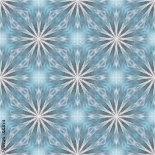 Seamless monochrome ethnic oriental pattern. Light blue background.