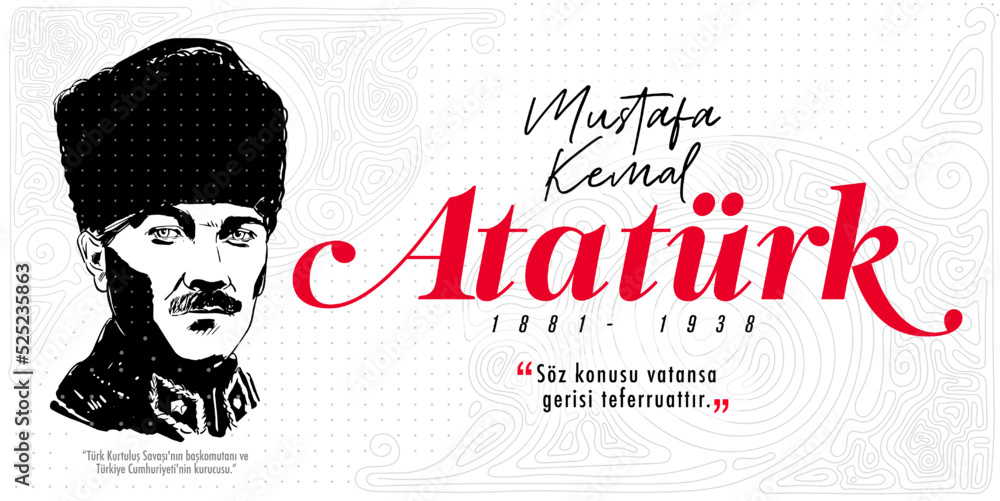 Türkiye Cumhuriyeti kurucusu ve ilk Türkiye Cumhurbaşkanı Mustafa Kemal Atatürk. Portre. Translation: Turkish Republic founder and the first Turkish President Mustafa Kemal Ataturk. Portrait. Türkiye Cumhuriyeti kurucusu ve ilk Türkiye Cumhurbaşkanı Mustafa Kemal Atatürk. Portre. Translation: Turkish Republic founder and the first Turkish President Mustafa Kemal Ataturk. Portrait.