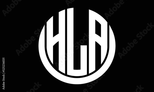 HLA shield in circle logo design vector template. letter mark, wordmark, monogram symbol on white background.