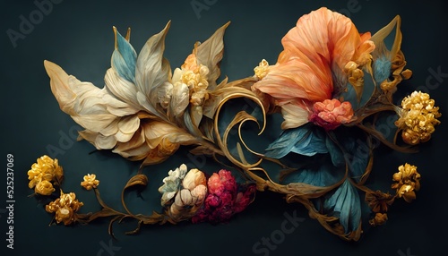Fotografia, Obraz Elegant floral background in Baroque style