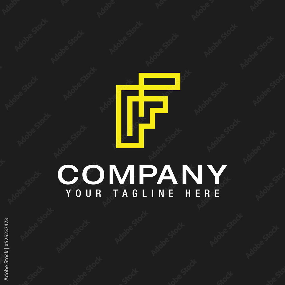 initial Letter F Logo Line Design Template Vector