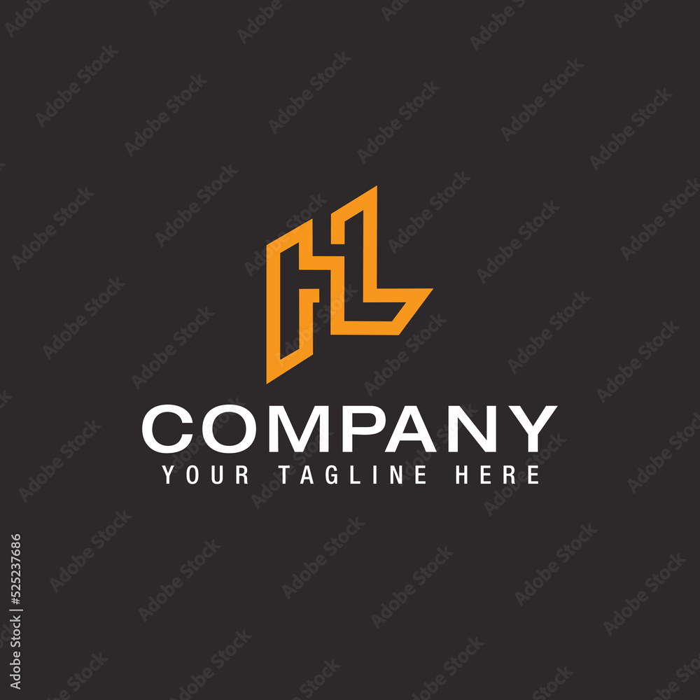HL LH Alphabet Letters Logo Line Design Template Vector