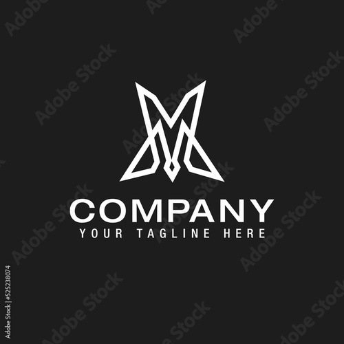 MV or VM initial based minimal Logo Line Design Template Vector