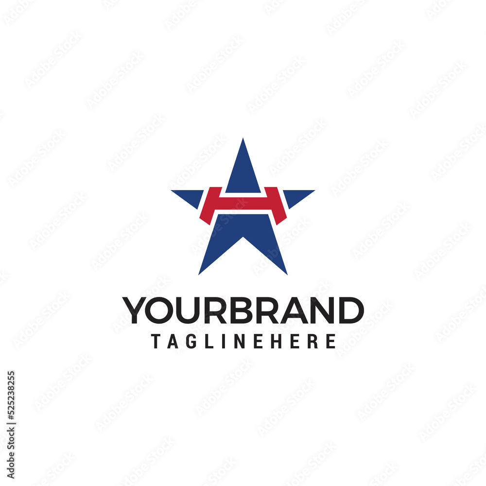 H logo star for branding company letter template vector illustration for your brand.