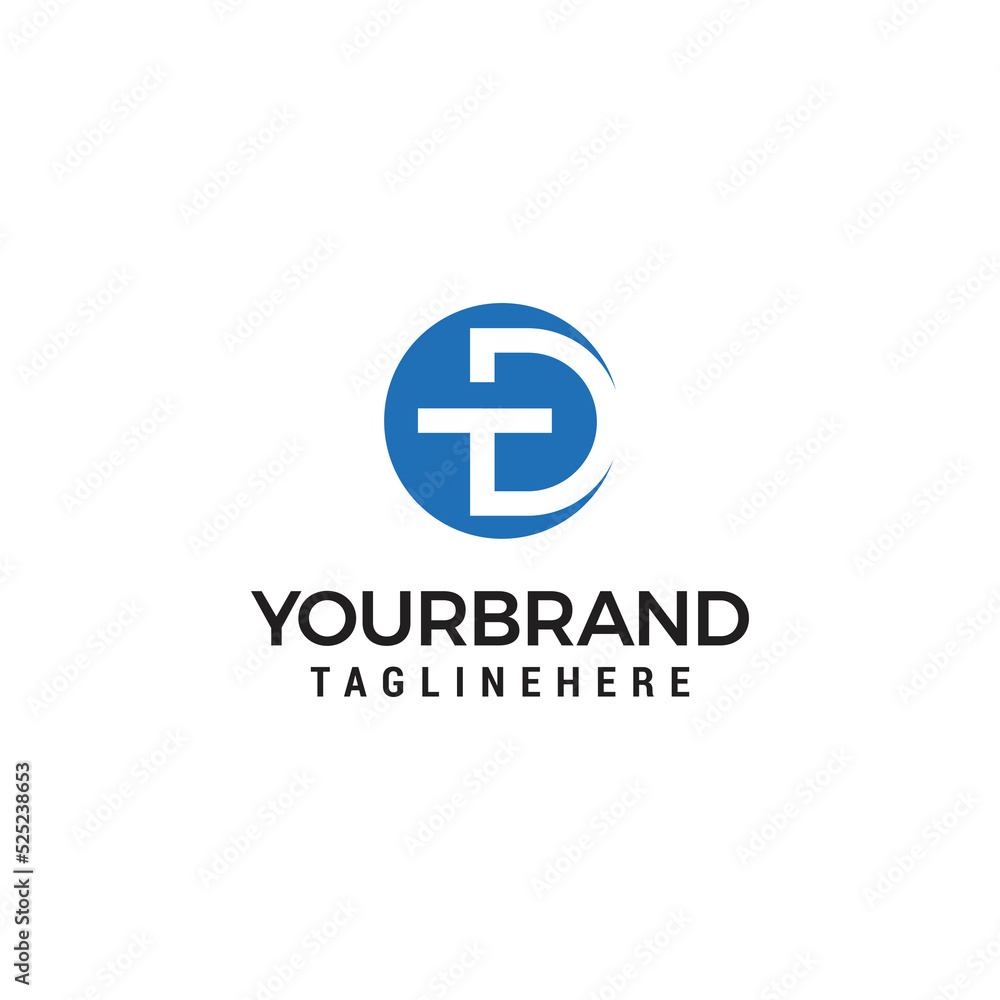 Initial letter DT logo template with negative space vintage font illustration in flat design monogram symbol Initial letter DT logo template with negative space vintage font illustration in flat design monogram symbol