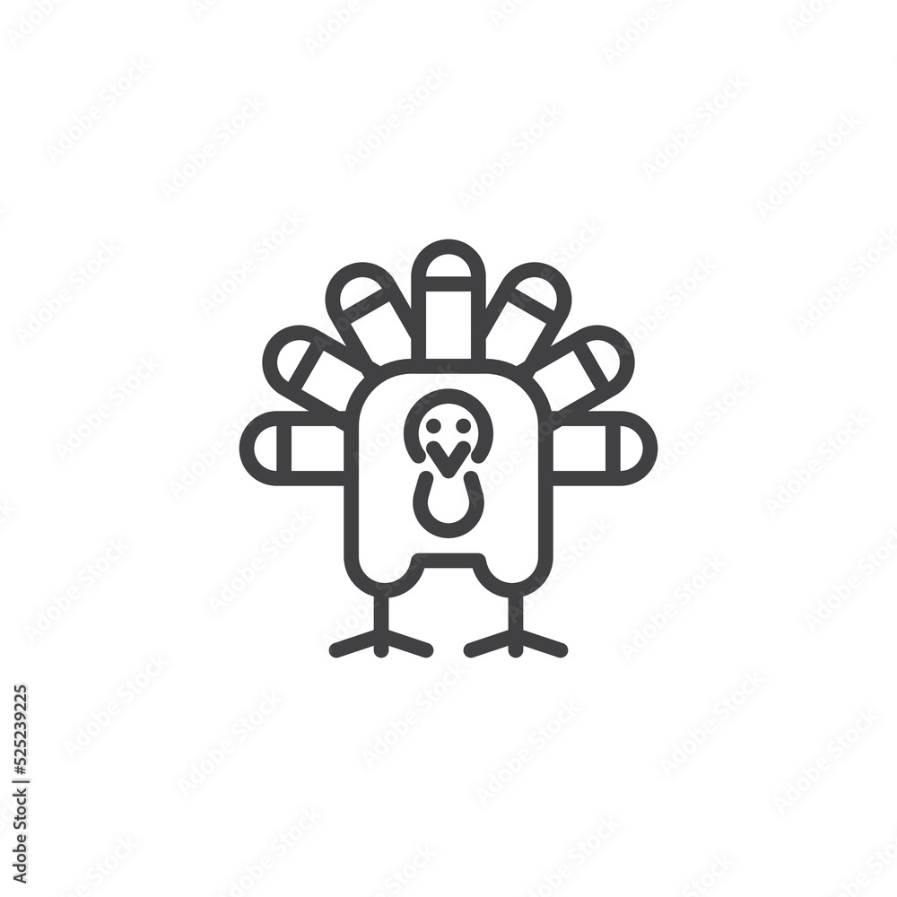 Thanksgiving turkey line icon