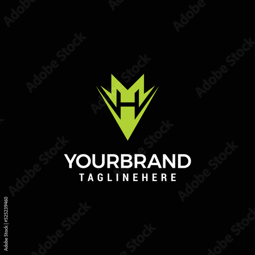 Initial Letter HM Linked Triangle Design Logo