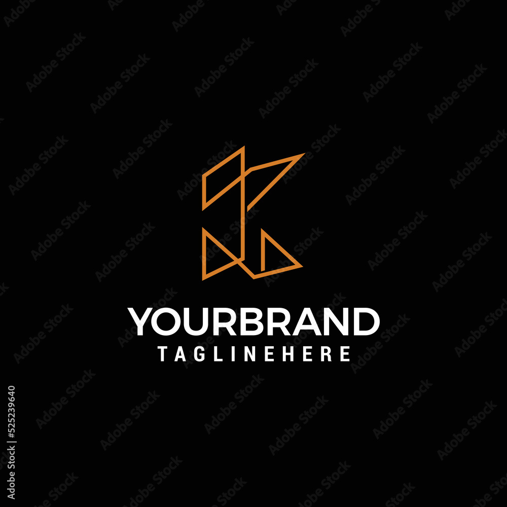 K letter K monogram Flat linear letter on a black background. K letter K monogram Flat linear letter on a black background.