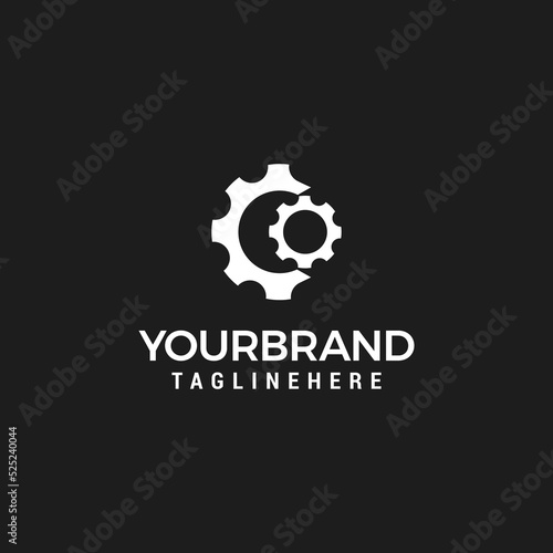 Simple Initial CO gear logo design template vector