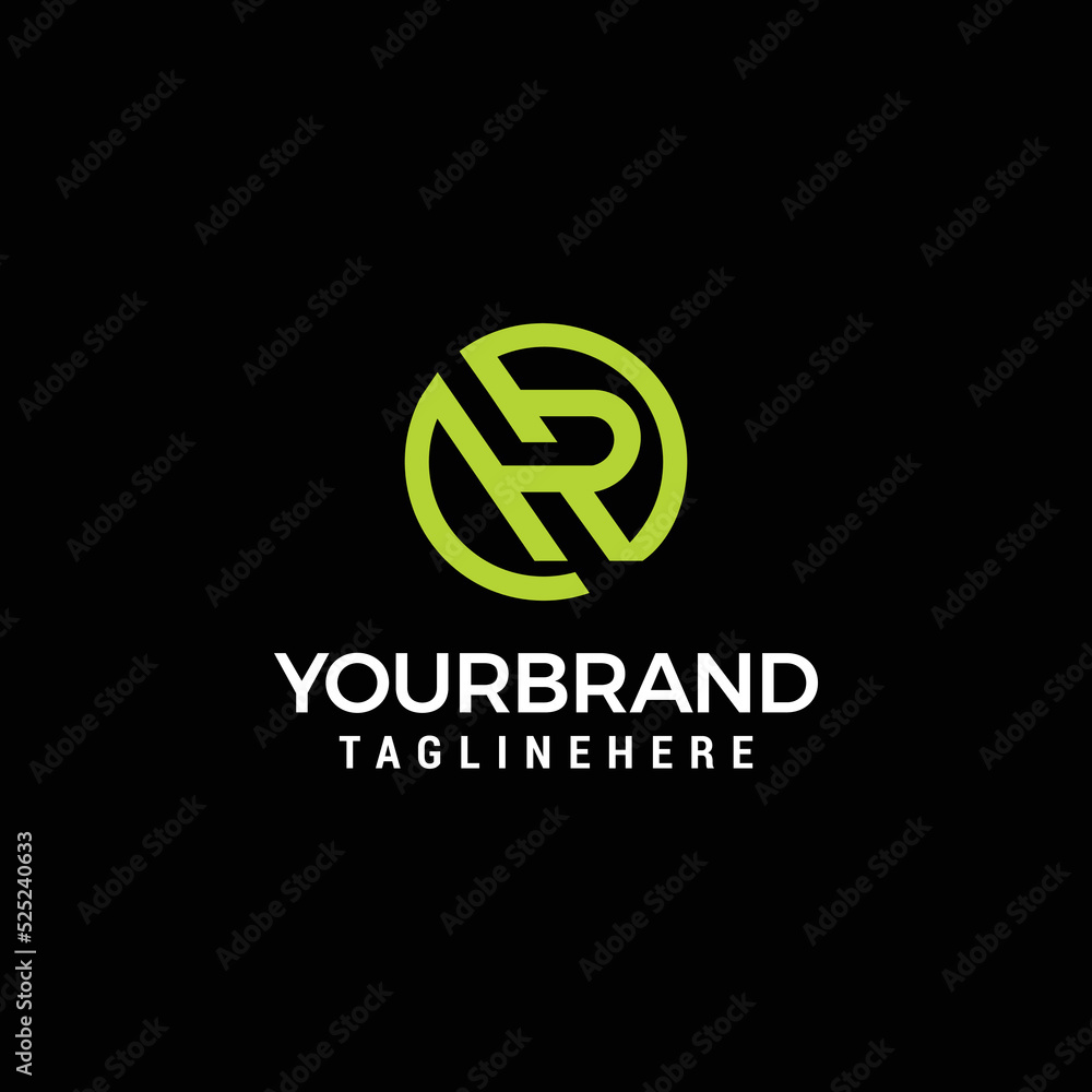 HR initial letters looping linked circle monogram logo HR initial letters looping linked circle monogram logo