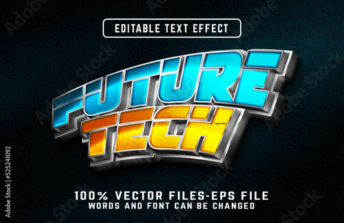 Future Tech 3d text effect premium vectors