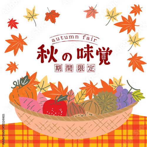 秋の味覚　果物イラスト背景