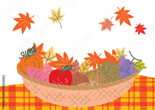 秋の味覚　果物イラスト背景