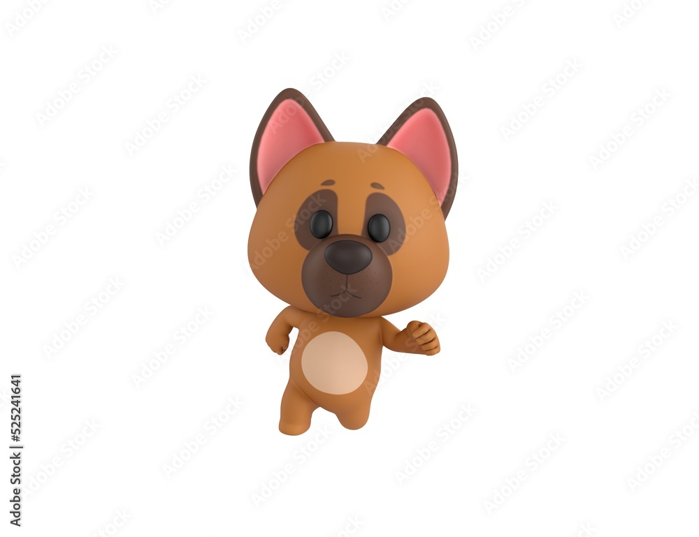 Fototapeta premium German Shepherd Dog character running front view in 3d rendering.