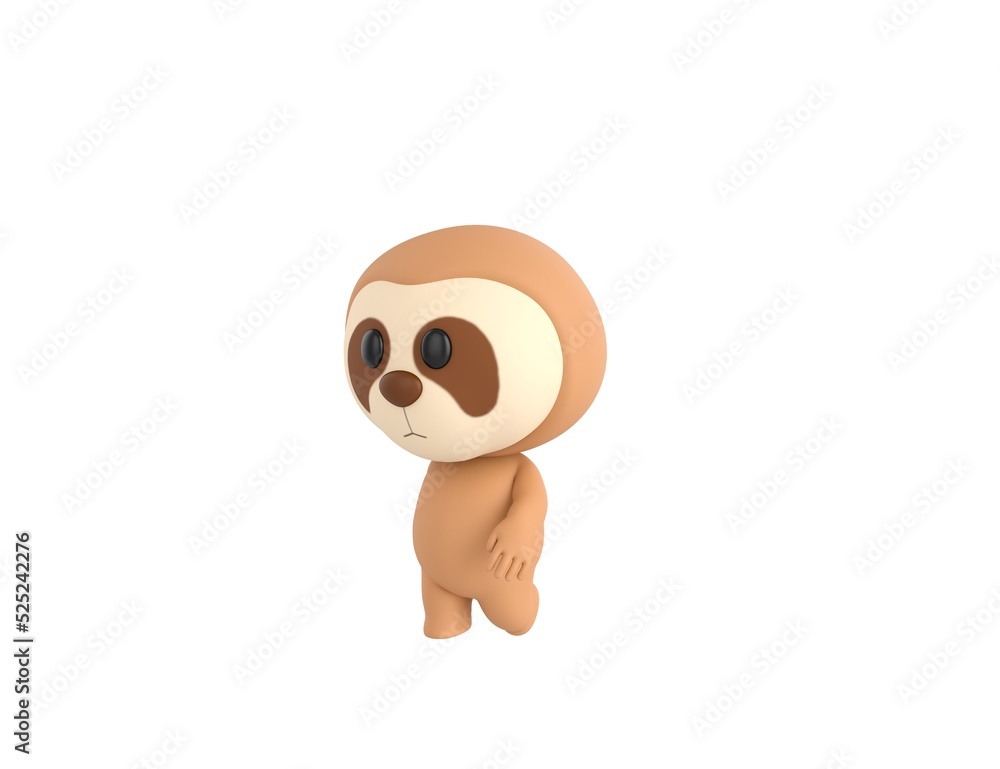 Obraz premium Little Sloth character walking in 3d rendering.
