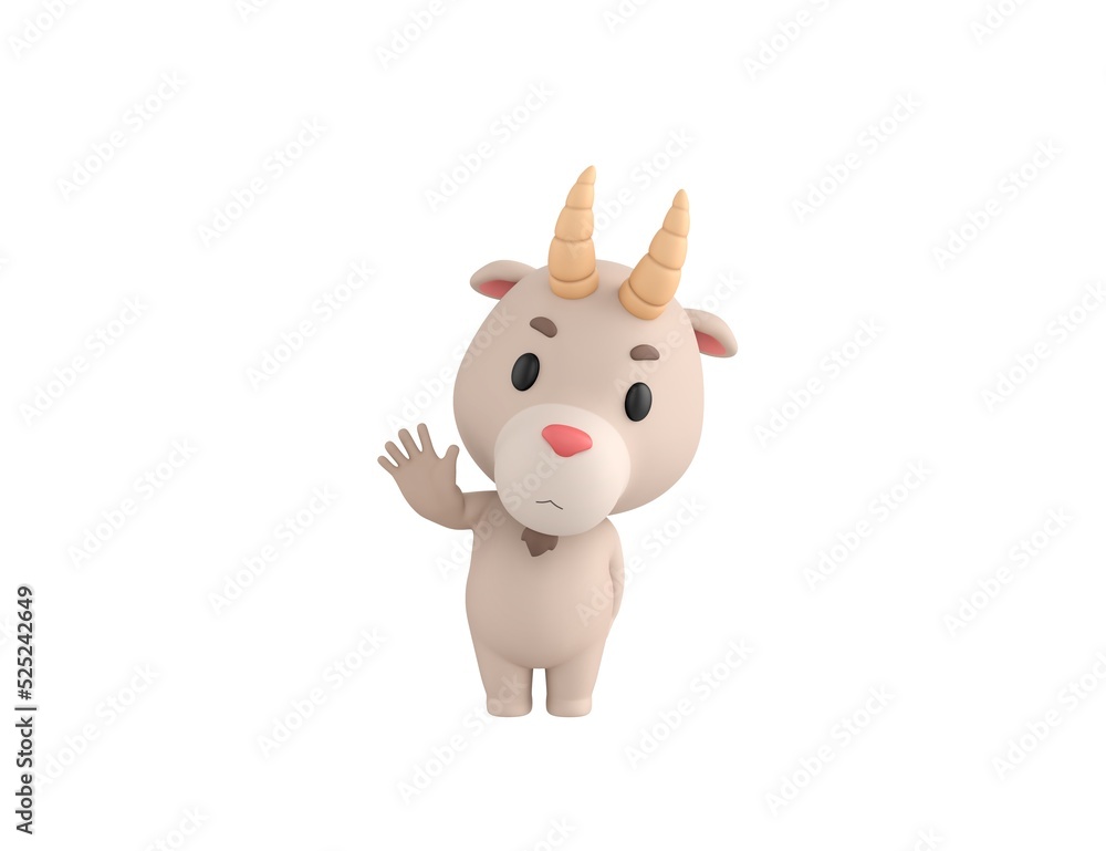 Little Goat character raising right hand in 3d rendering. Little Goat character raising right hand in 3d rendering.