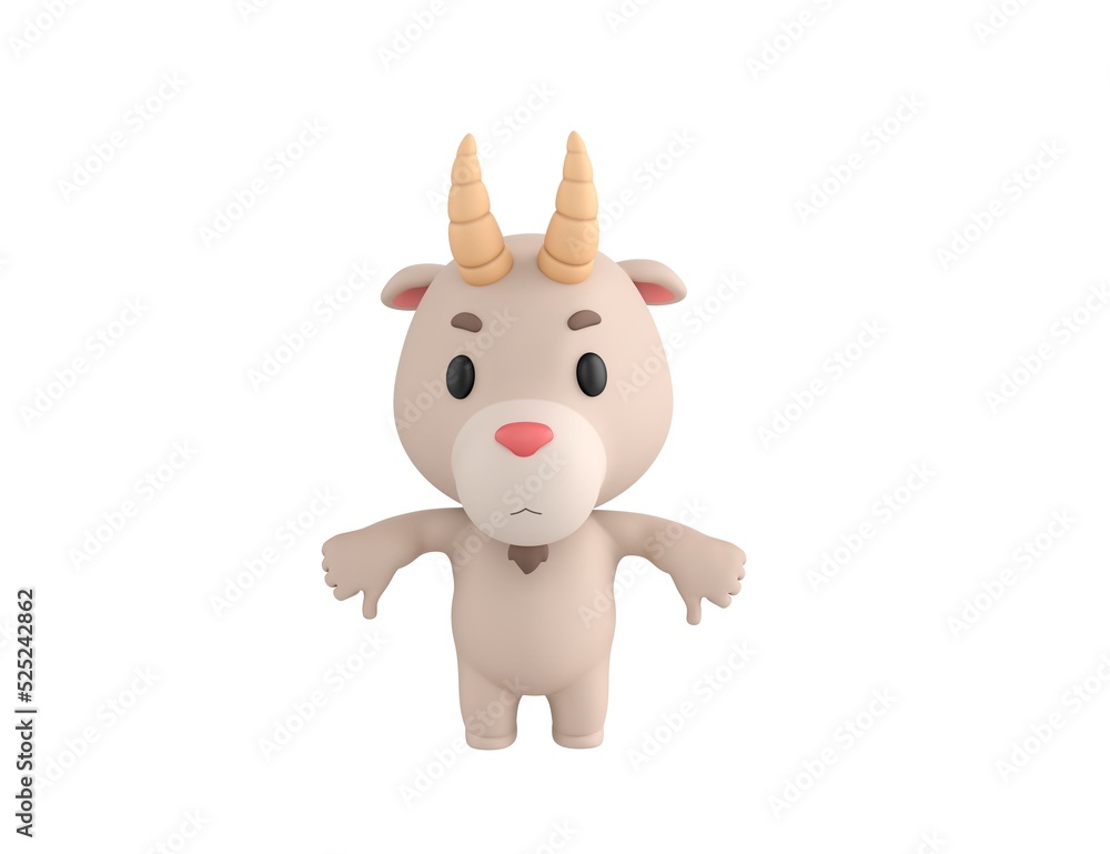 Little Goat character showing thumb down with two hands in 3d rendering. Little Goat character showing thumb down with two hands in 3d rendering.