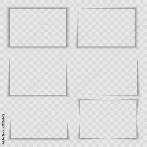 A set of corner shadows for sheets of paper, banners, and posters. Vector