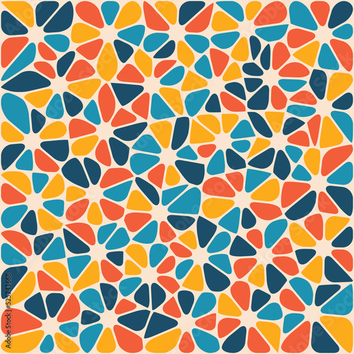 Abstract vitrage background in trendy autumn colors. Decorative colorful stained glass pattern on beige for design poster, cover, flyer and brochure.