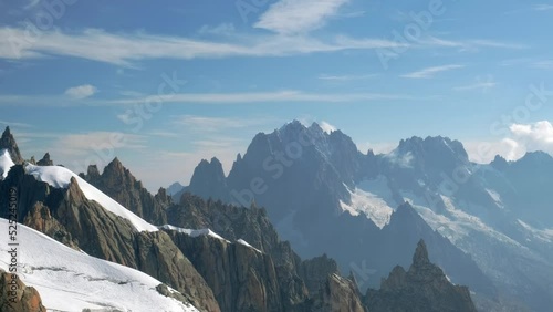 Wallpaper Mural panoramic view of snowy mountains in the french alps, in the valley of chamonix, in a sunny day with blue sky. Closed shot. Torontodigital.ca