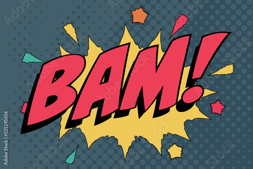 Bam Abstract cartoon frame vector background. retro word