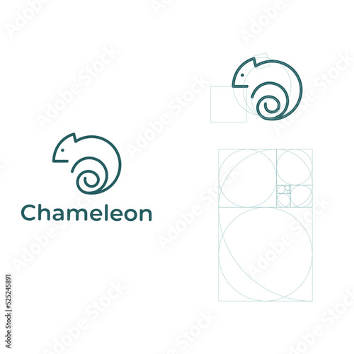 geometric chameleon logo design