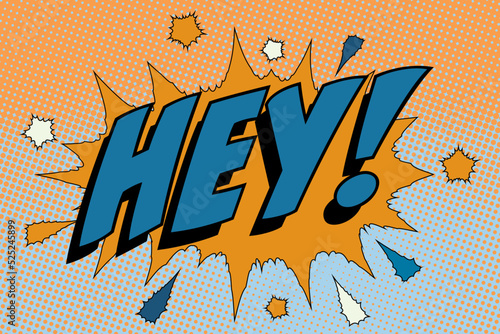 Hey Abstract cartoon frame vector background. symbol vintage