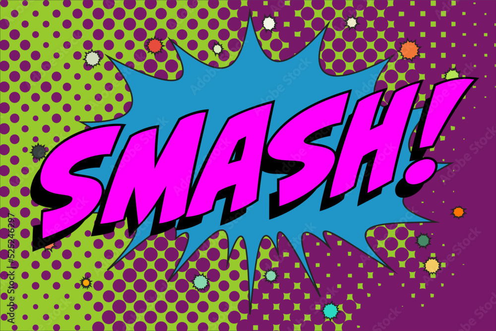 Smash Abstract cartoon frame vector background. retro comic