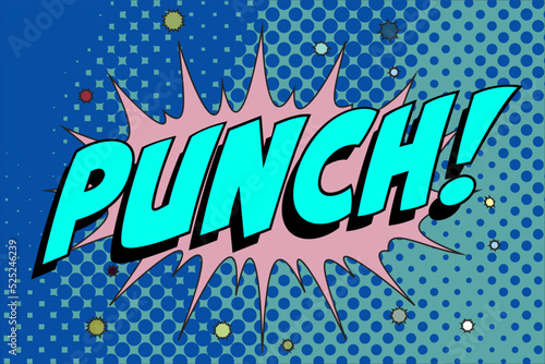 Punch Abstract cartoon frame vector background. word sketch