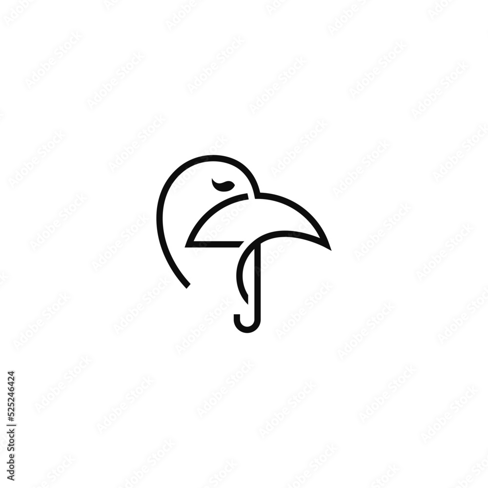 Bird head combination with umbrella. Logo design. Bird head combination with umbrella. Logo design.