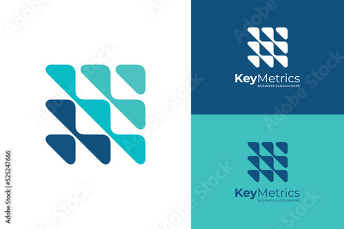 Key metric analyst logo icon blue vector template