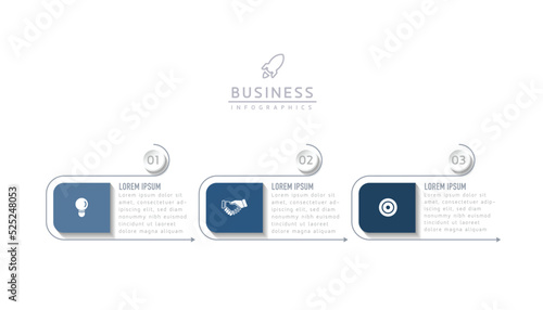 Vector illustration infographics design template, business information, presentation chart, with 3 options or steps. 