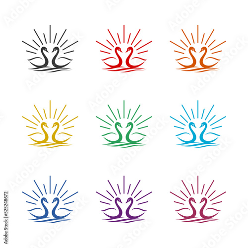 Swan logo design. Set icons colorful