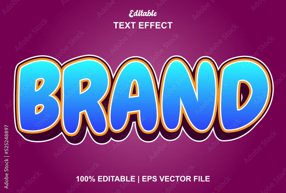 brand text effect in blue and editable.