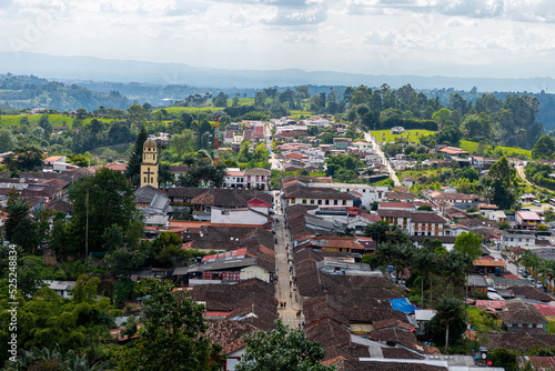 Panoramic view of beautiful small town of Salento located at the region of Quindio in Colombia