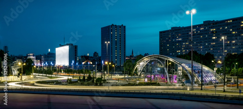 Obraz na płótnie Night Traffic in Katowice (Poland) w salonie